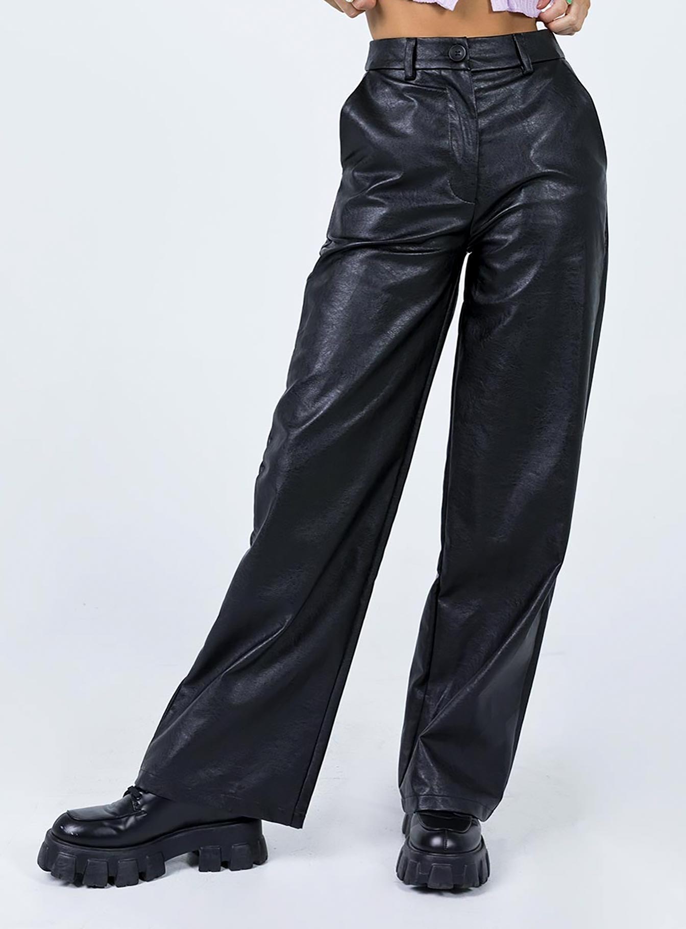 Jessie PU Pants Black