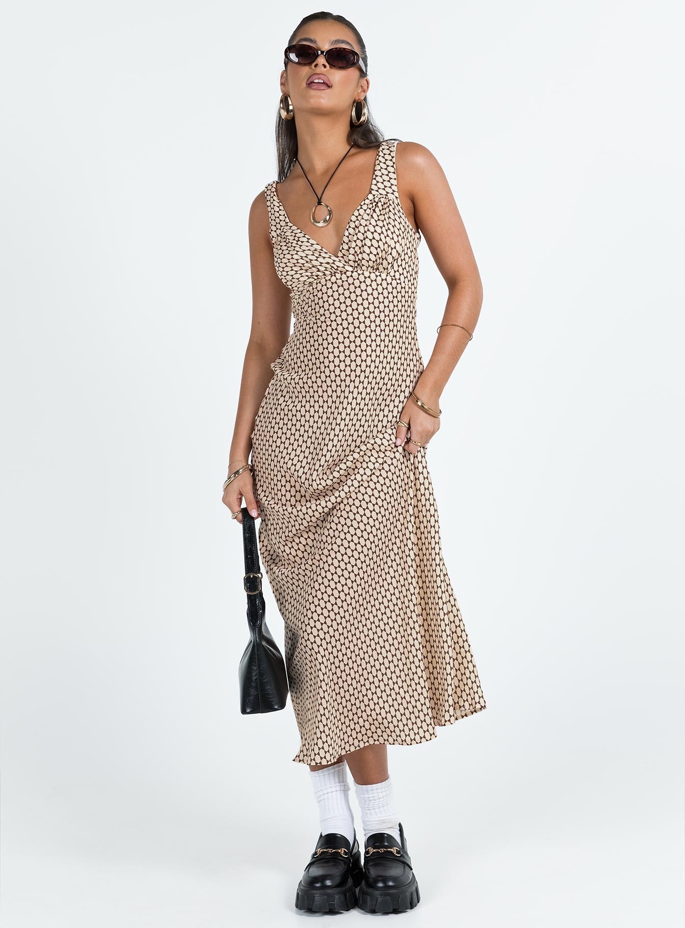 Maysa Geo Maxi Dress Beige