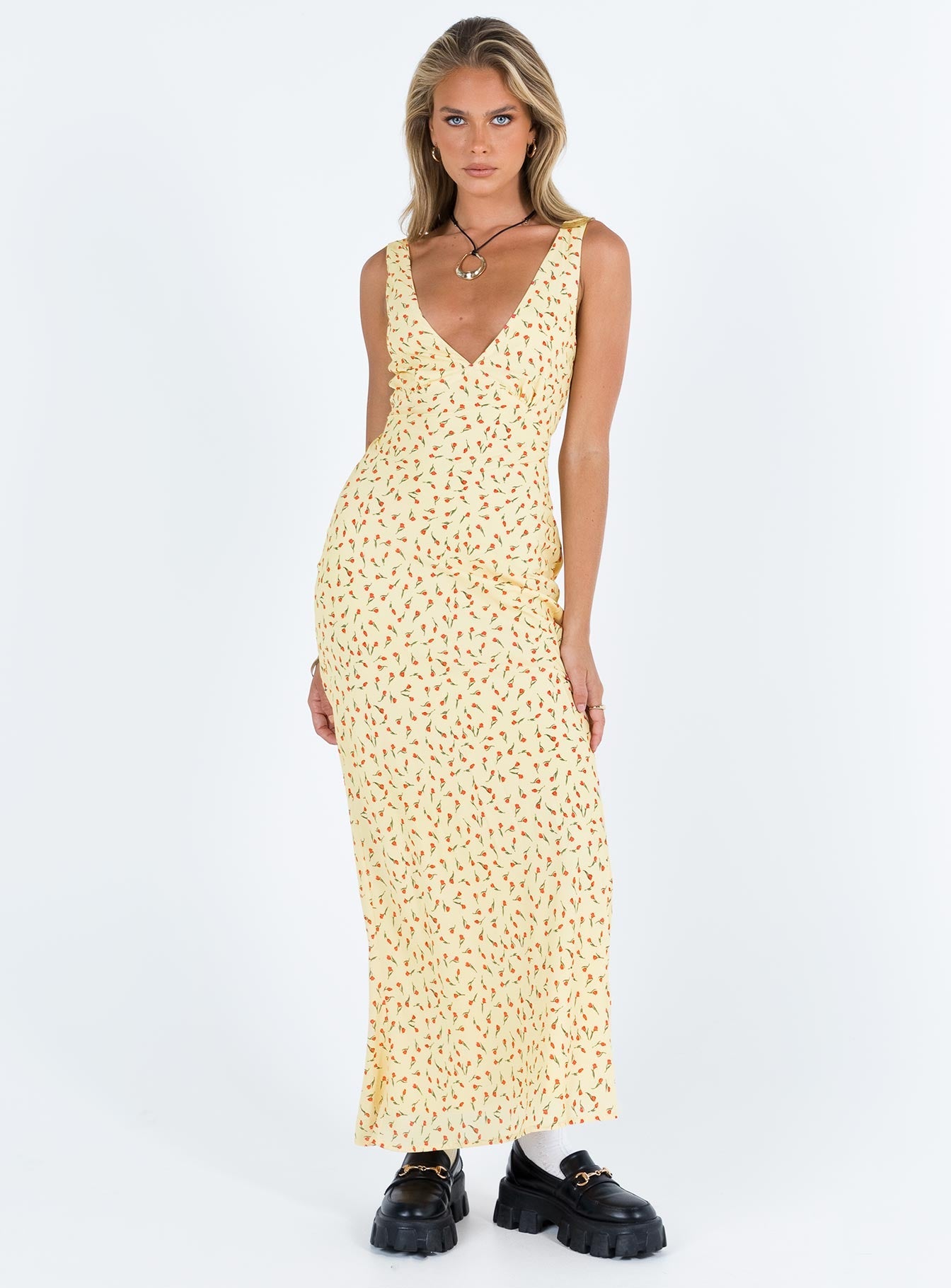 Nellie Maxi Dress Yellow / Red Floral