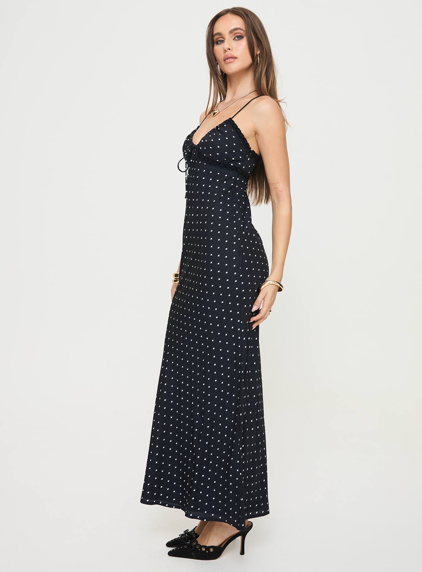 Emily Maxi Dress Black Polka Dot