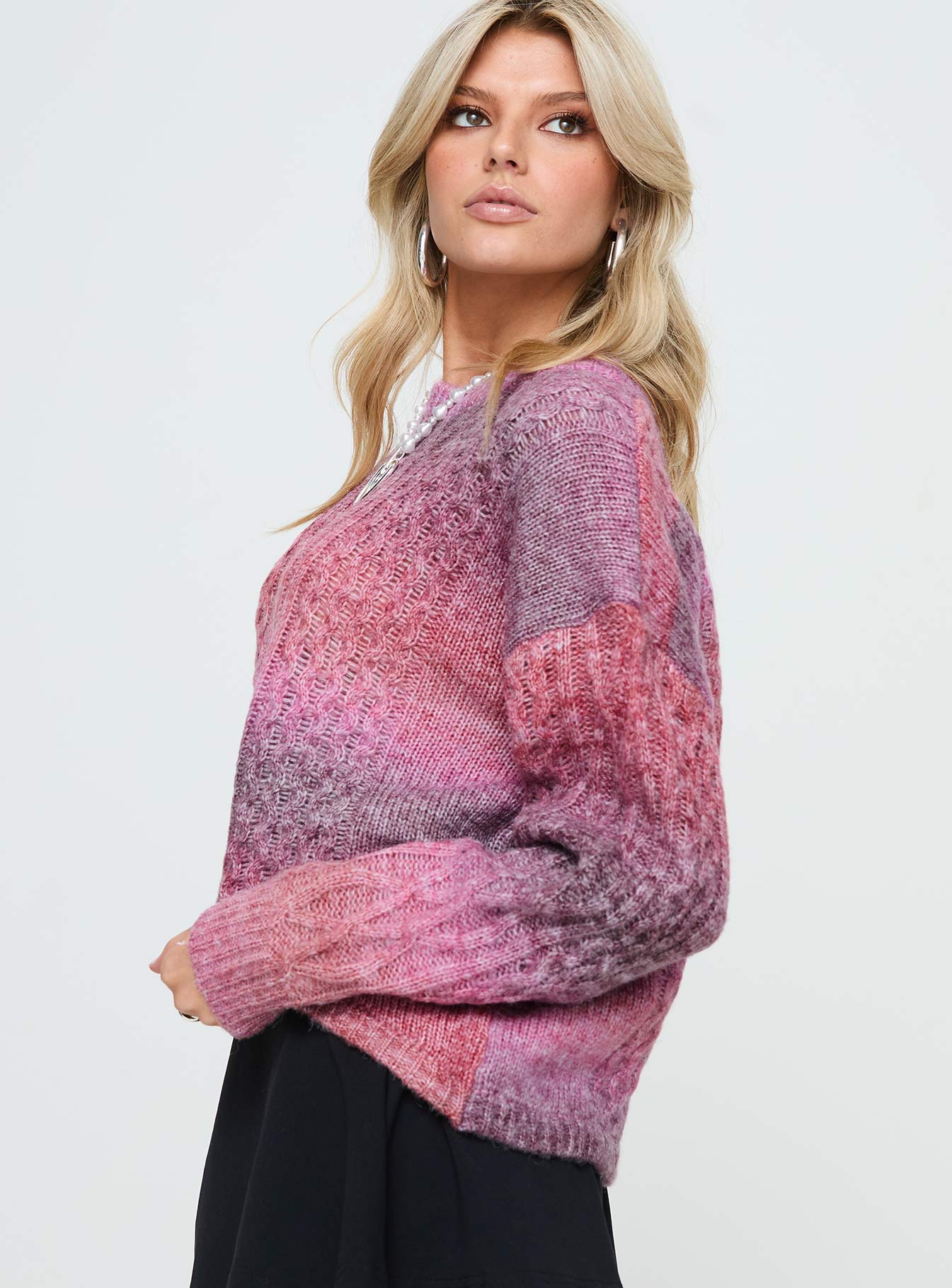 Pomery Cable Knit Sweater Ombre Pink