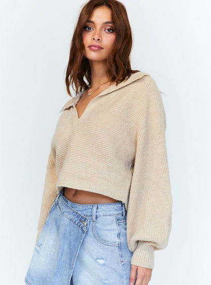 Tiara Cropped Sweater Beige