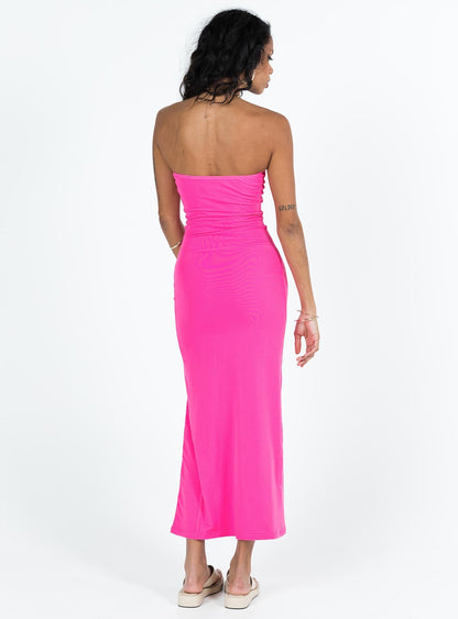 Panama Strapless Maxi Dress Hot Pink