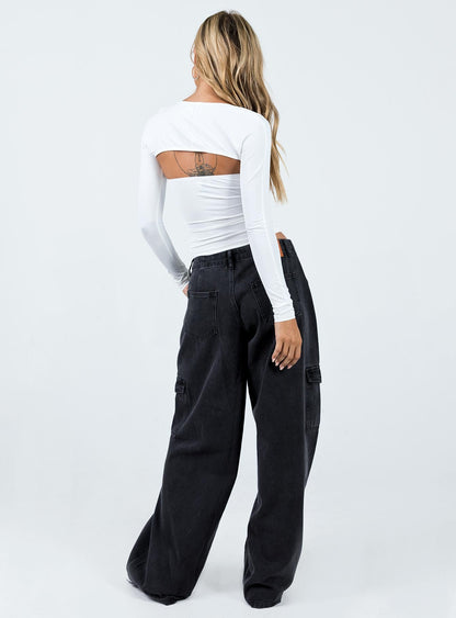 Adrianne Wide Leg Cargo Jeans Black