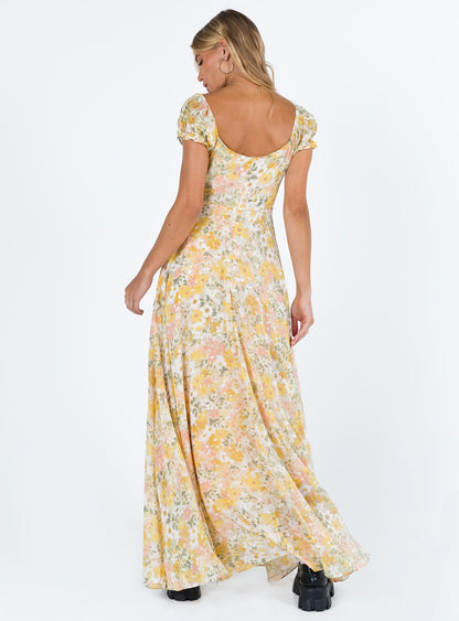 Masuda Maxi Dress Yellow Floral