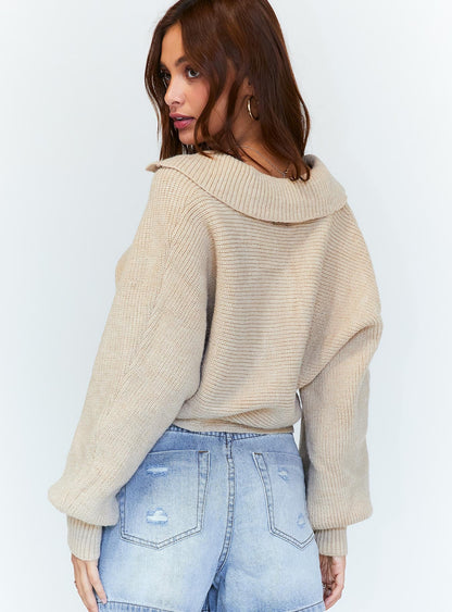 Tiara Cropped Sweater Beige