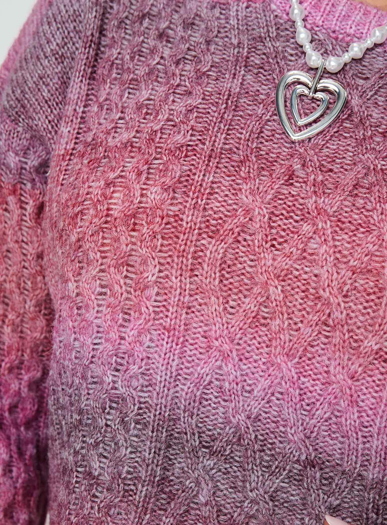 Pomery Cable Knit Sweater Ombre Pink